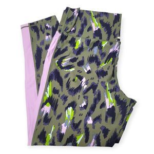 AERIE MOVE HIGH WAISTED TRACK 7/8 LEGGING Olive Fun XXL